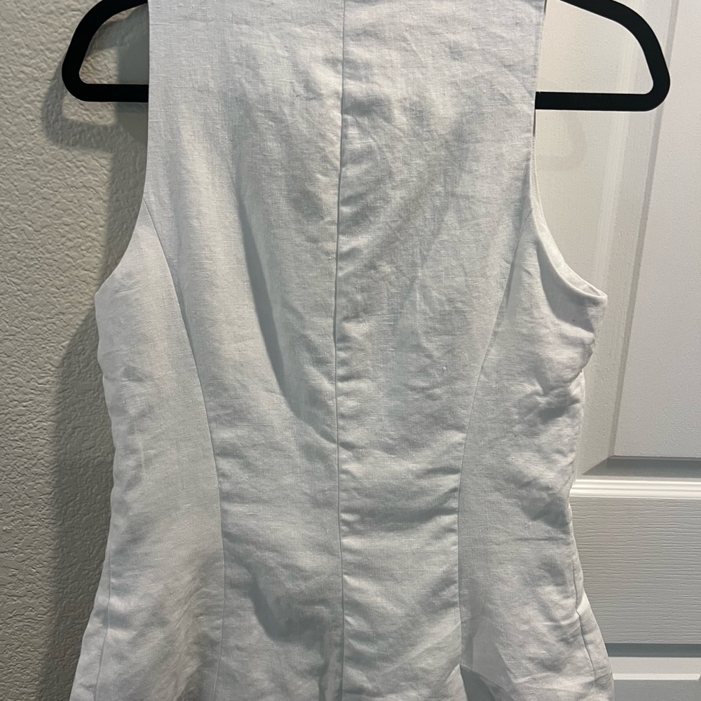Madewell 100% Linen Scoopneck Cutaway Vest white size 6 - Picture 7 of 9